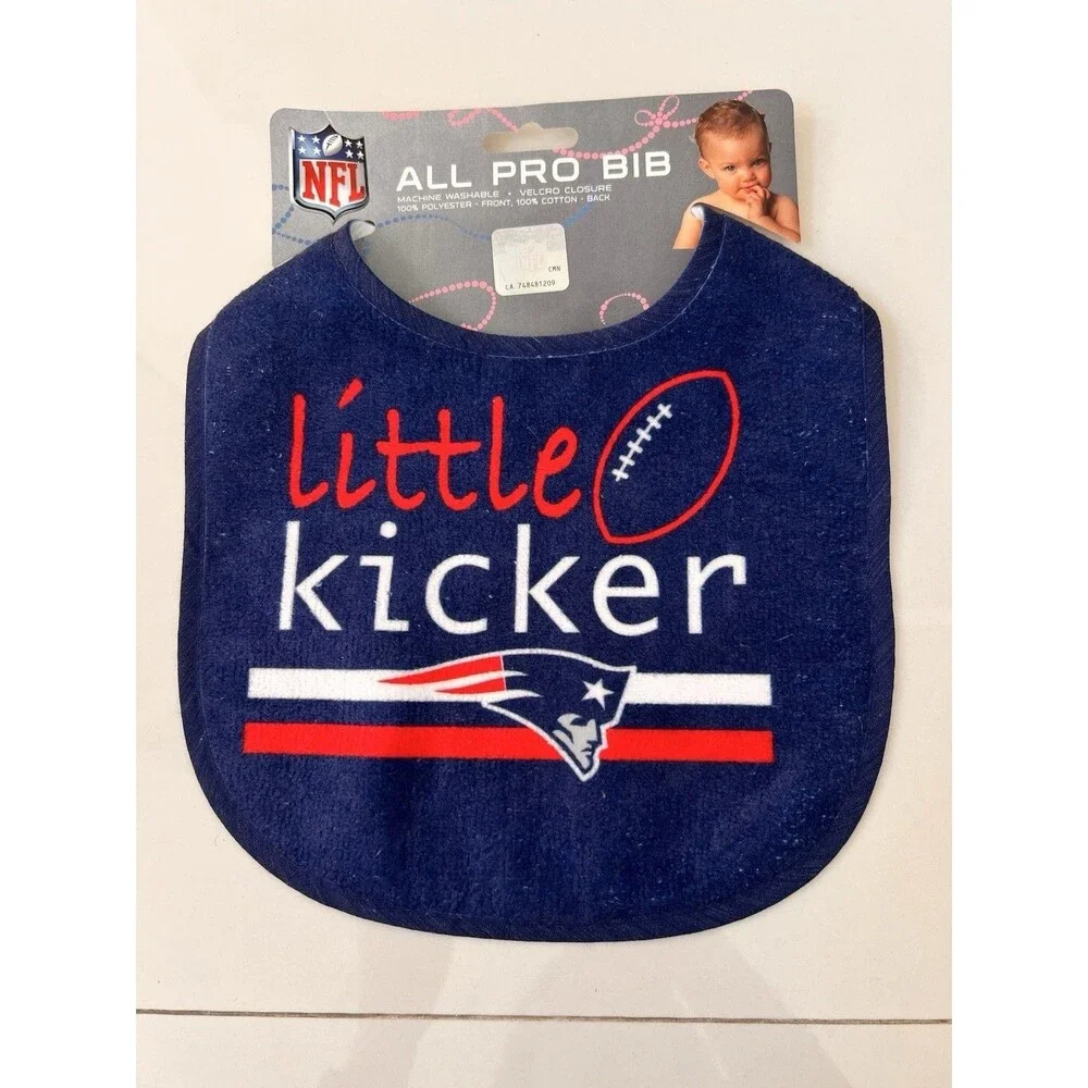 New England Patriots Fan Little Kicker Baby Bib Washable Reuseable NFL WinCraft